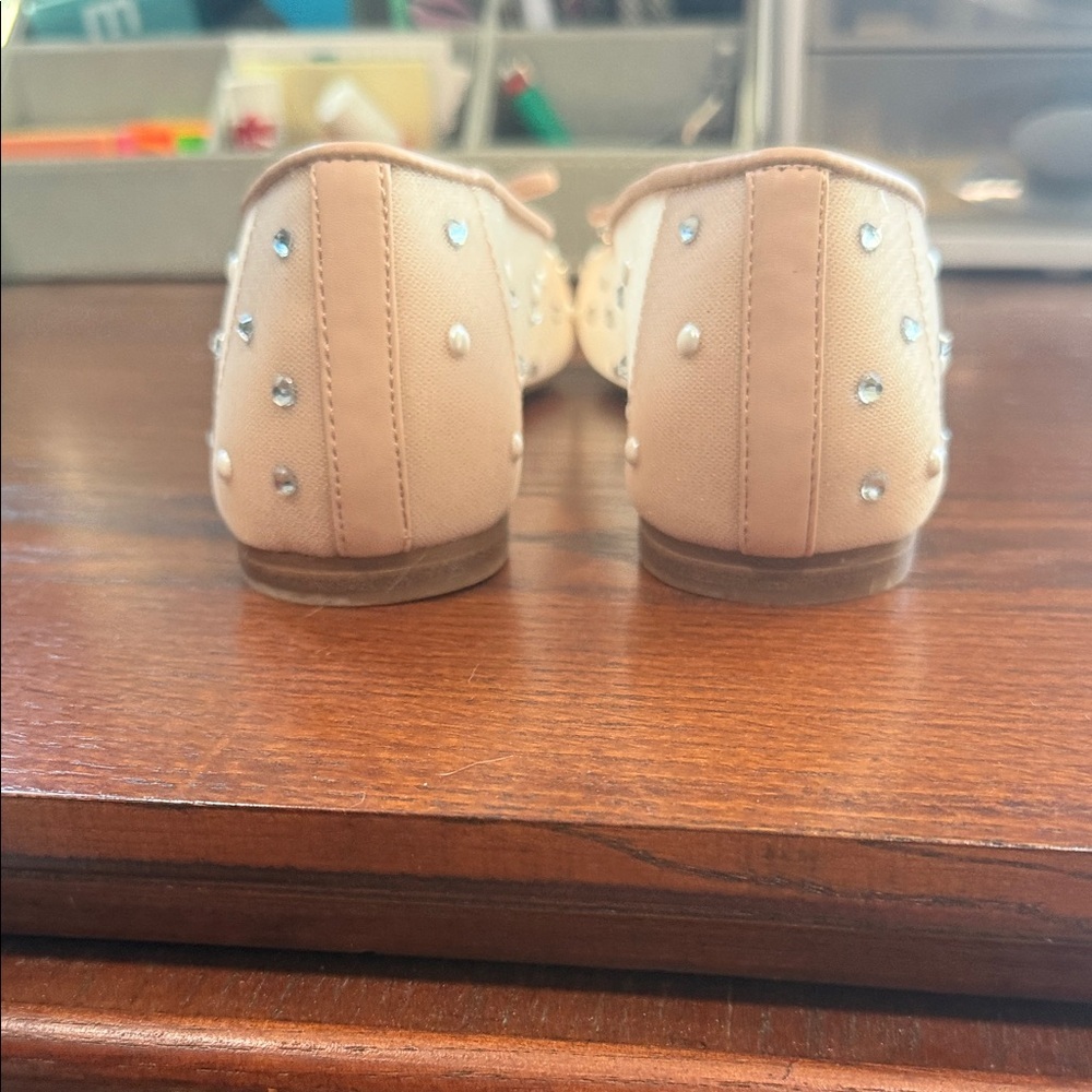 Gianni Bini Cream Rhinestone Flats - Picture 4 of 5
